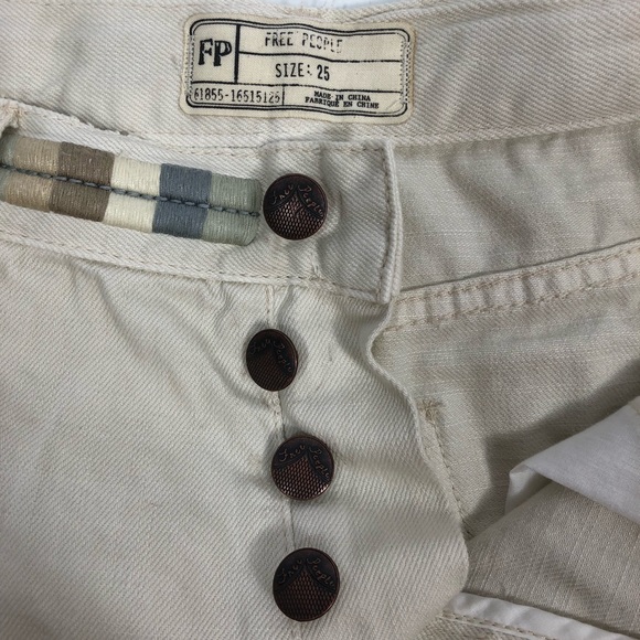 Free People Womens Denim Off White Cream Shorts - Picture 4 of 8